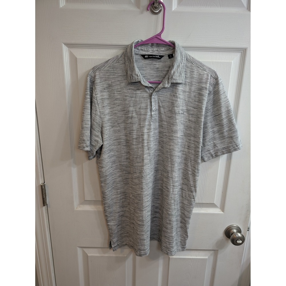 TravisMathew Polo Shirt Mens Grey Space Dye Short Sleeve Golf - Size M
